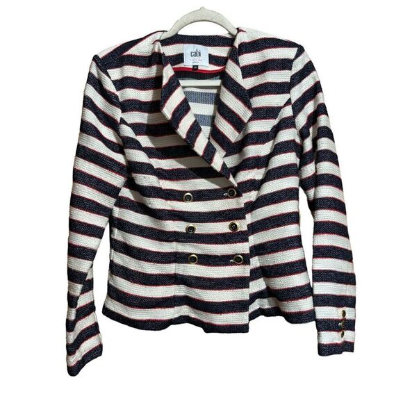 CAbi Jackets & Blazers - CAbi Style #5094 Jacket Women 4 Multicolor Tweed Cruise Striped Nautical Blazer